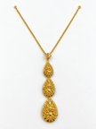Bhavmayi Golden Teardrop Floral Pendant Necklace Set - bhavmayi