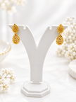 Bhavmayi Golden Teardrop Floral Pendant Necklace Set - bhavmayi