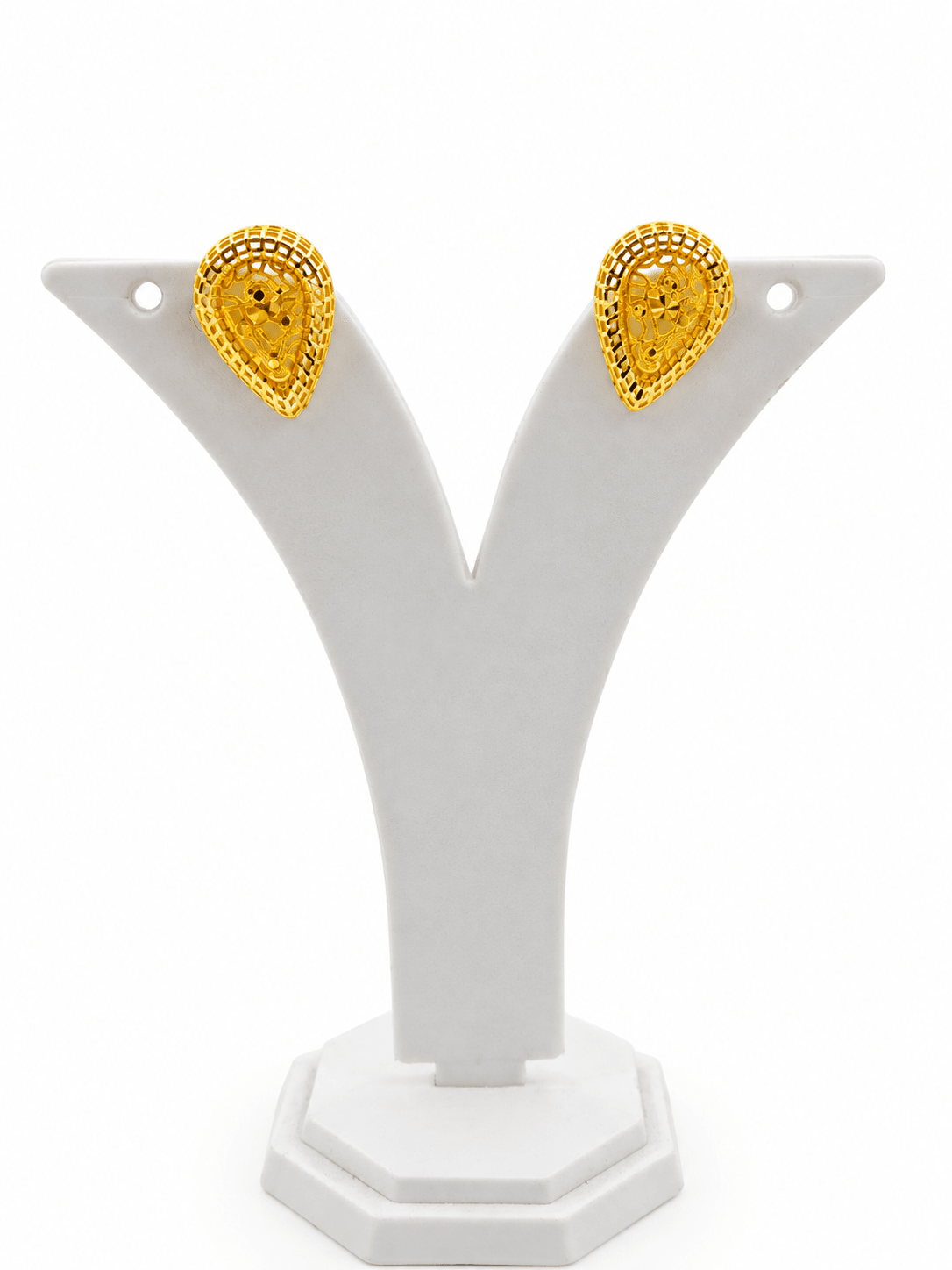 Bhavmayi Golden Teardrop Pendant Necklace & Earrings Set - bhavmayi