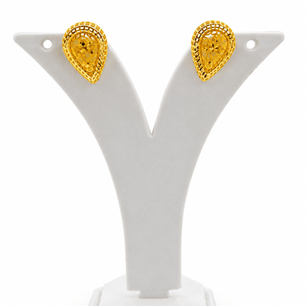 Bhavmayi Golden Teardrop Pendant Necklace & Earrings Set - bhavmayi