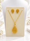 Bhavmayi Golden Teardrop Pendant Necklace & Earrings Set - bhavmayi