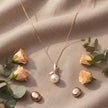 Bhavmayi Graceful Rose Gold Dragonfly & Lustrous Pearl Pendant Set with Earrings. - bhavmayi
