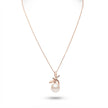 Bhavmayi Graceful Rose Gold Dragonfly & Lustrous Pearl Pendant Set with Earrings. - bhavmayi