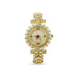 Bhavmayi Luxurious Gold Crystal Pave Bracelet Style Watch for Women with Full Stone Dial and Vibrant Red Hands - bhavmayi