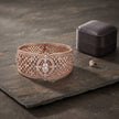 Bhavmayi Luxurious Rose Gold Oval Solitaire Cubic Zirconia Accent Statement Cuff Bracelet with Floral Lattice Pave - bhavmayi