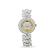 Bhavmayi Luxurious Silver Crystal Pave Bracelet Style Watch for Women with Full Stone Dial and Vibrant Red Hands - bhavmayi