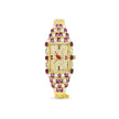 Bhavmayi Luxury Gold Ruby & Crystal Jewellery Bracelet Watch with Rectangular Pave Dial Timepiece - bhavmayi