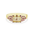 Bhavmayi Luxury Gold Ruby & Crystal Jewellery Bracelet Watch with Rectangular Pave Dial Timepiece - bhavmayi