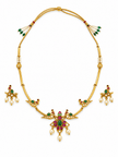Bhavmayi Multicolour Floral Pearl Pendant Necklace Set - bhavmayi