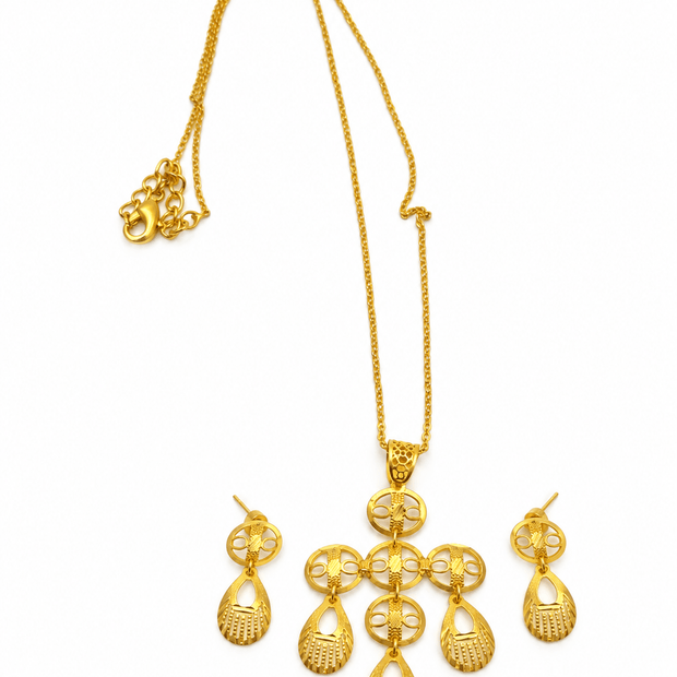 Bhavmayi Ornate Teardrop Motif Necklace & Earrings Set - bhavmayi