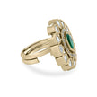 Bhavmayi Oval Zircon Vintage Shield Polki-Diamond Gold Finish Ring with Pave and Trillion Motif Halo - bhavmayi