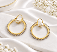 Bhavmayi Pearl Hoop Earrings with Dual-Tone Beaded Detailing - bhavmayi