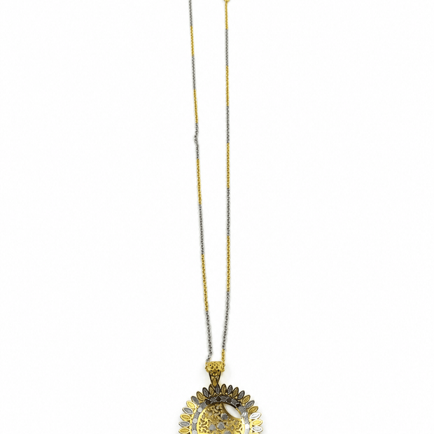 Bhavmayi Radiant Oval Halo Pendant Necklace & Earring Set - bhavmayi
