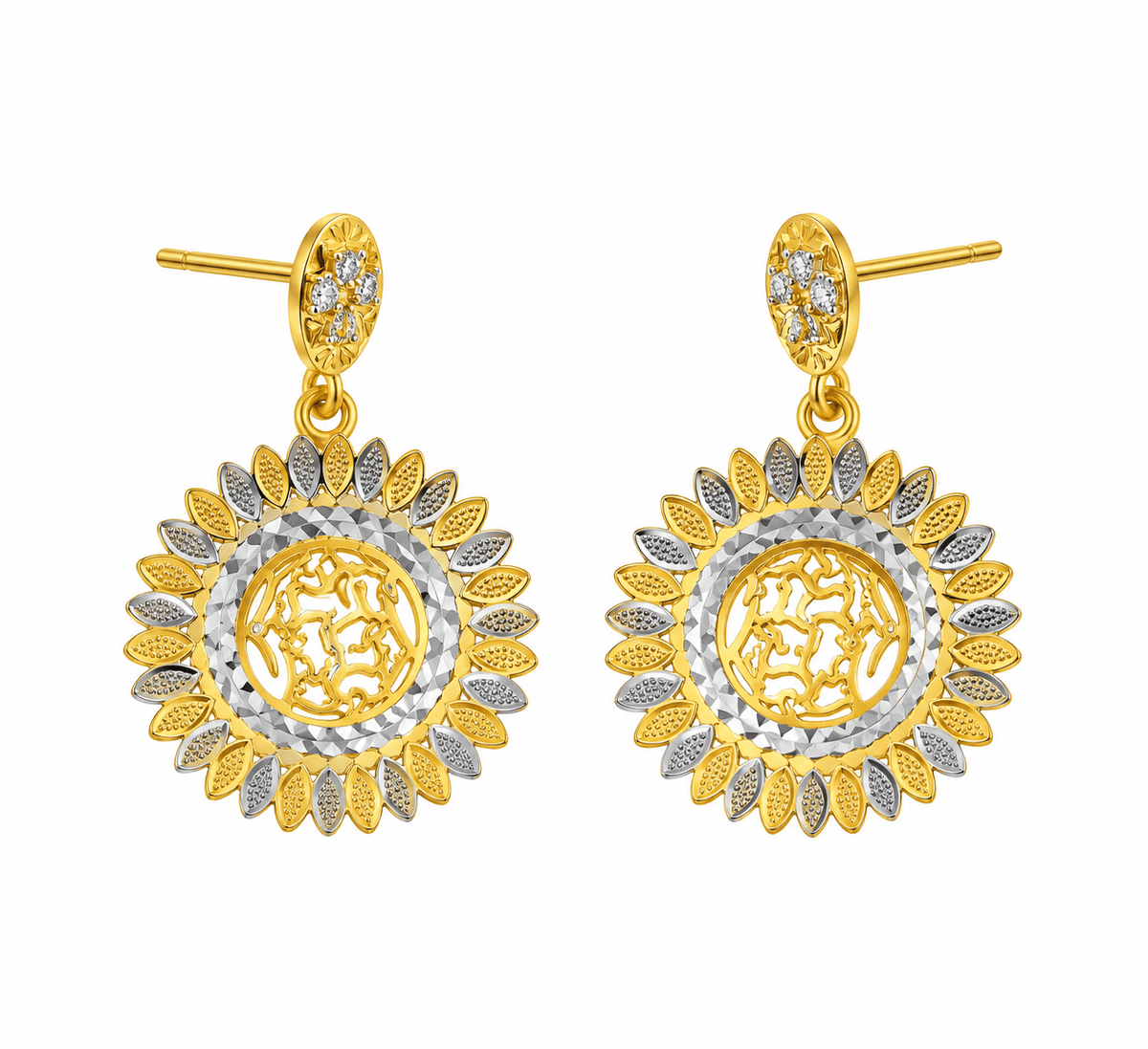 Bhavmayi Radiant Oval Halo Pendant Necklace & Earring Set - bhavmayi
