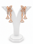 Bhavmayi Rose Gold Leaf Motif Necklace Set with Drop Earrings - bhavmayi