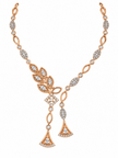 Bhavmayi Rose Gold Leaf Motif Necklace Set with Drop Earrings - bhavmayi