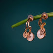 Bhavmayi Rose Gold Plated Curved Half-Hoop Earrings with Pave Crystal & Nude Enamel Dual Disc Charms - bhavmayi