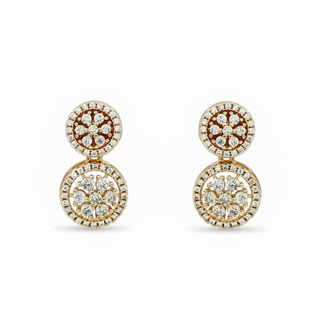 Bhavmayi Rose Gold Sparkling Cubic Zirconia Cluster Dangle Drop Earrings - bhavmayi