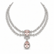 Bhavmayi rose gold-tone layered necklace set with pink square and teardrop accents and matching earrings - bhavmayi