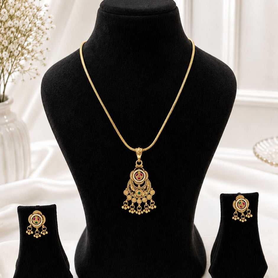 Bhavmayi Royal Antique Pendant Necklace Set - bhavmayi