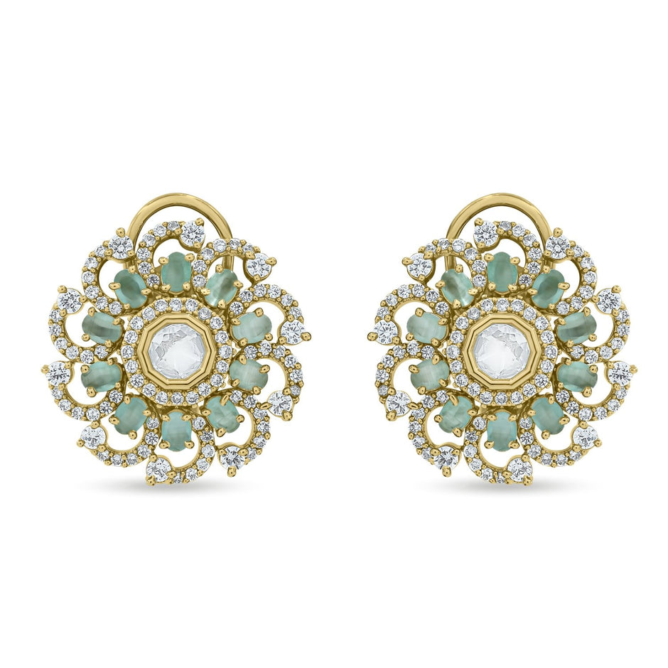 Bhavmayi Royal Chandbali Red Ruby Kite-Drop Statement Earrings with Intricate Gold Filigree Accent - bhavmayi