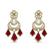 Bhavmayi Royal Chandbali Red Ruby Kite-Drop Statement Earrings with Intricate Gold Filigree Accent - bhavmayi