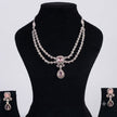 Bhavmayi Royal Diamonds and Blush Pink Cushion Stone Necklace Set with Pink Teardrop & Cushion Stone Diamond Style Statement Earrings - bhavmayi