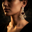 Bhavmayi Royal Heart-Drop Emerald & Gold Filigree Statement Earrings - bhavmayi