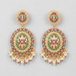 Bhavmayi Royal Multi-Color Navratna-Inspired Chandbali Drop Earrings with Pearl Fringe - bhavmayi