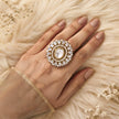Bhavmayi Royal Polki Emeralds and Diamonds Mandala Statement Ring - bhavmayi