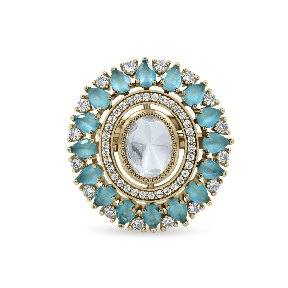 Bhavmayi Royal Polki Emeralds and Diamonds Mandala Statement Ring - bhavmayi
