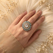 Bhavmayi Royal Polki Emeralds and Diamonds Mandala Statement Ring - bhavmayi