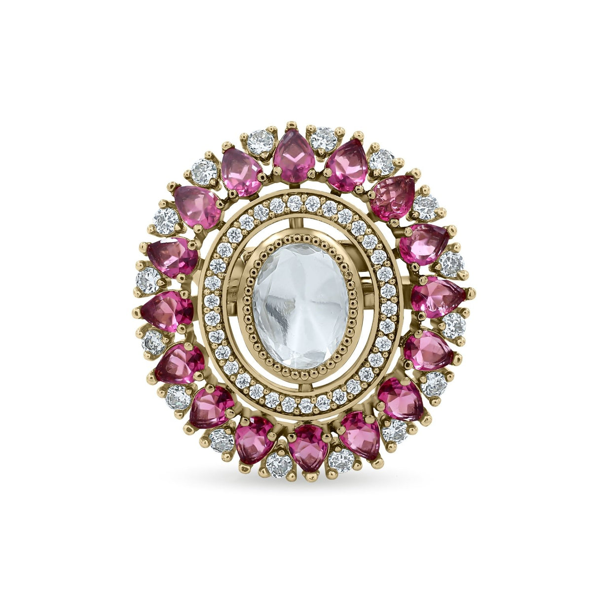Bhavmayi Royal Polki Emeralds and Diamonds Mandala Statement Ring - bhavmayi