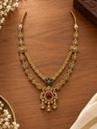Bhavmayi Royal Ruby Green Stone Necklace Set with Matching Earrings - bhavmayi