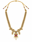 Bhavmayi Ruby Green Stone Pearl Drop Necklace Set - bhavmayi