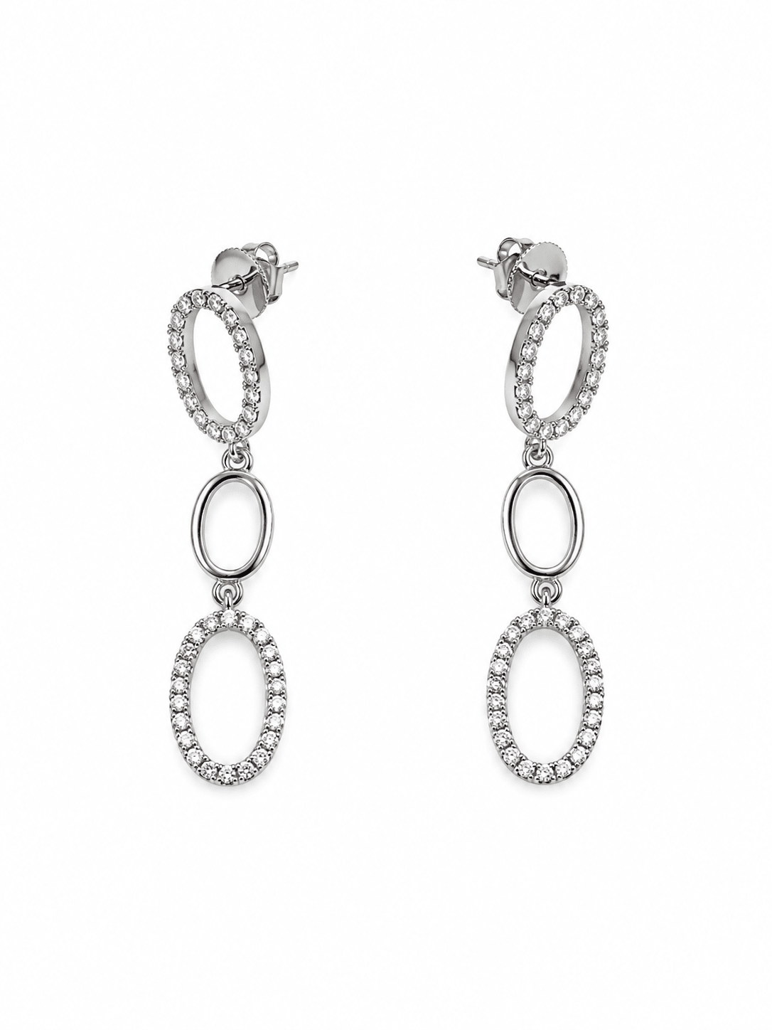 Bhavmayi Silver-Tone Crystal Link Necklace & Earrings Set - bhavmayi