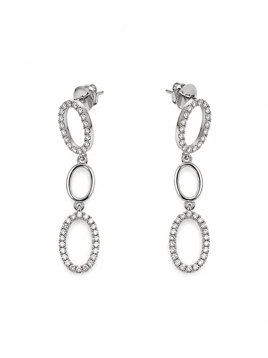 Bhavmayi Silver-Tone Crystal Link Necklace & Earrings Set - bhavmayi