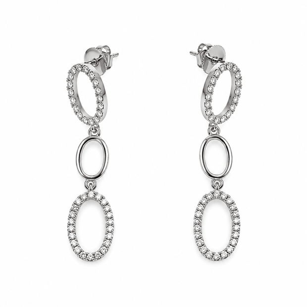 Bhavmayi Silver-Tone Crystal Link Necklace & Earrings Set - bhavmayi
