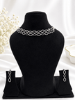 Bhavmayi Silver-Tone Crystal Link Necklace & Earrings Set - bhavmayi