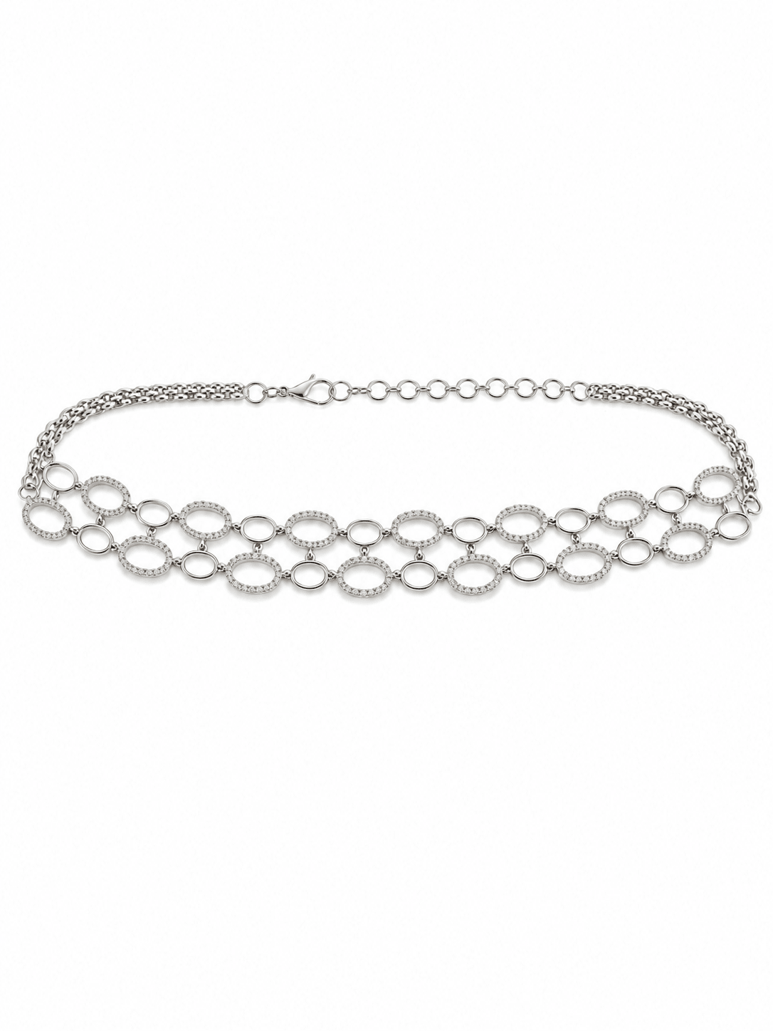 Bhavmayi Silver-Tone Crystal Link Necklace & Earrings Set - bhavmayi