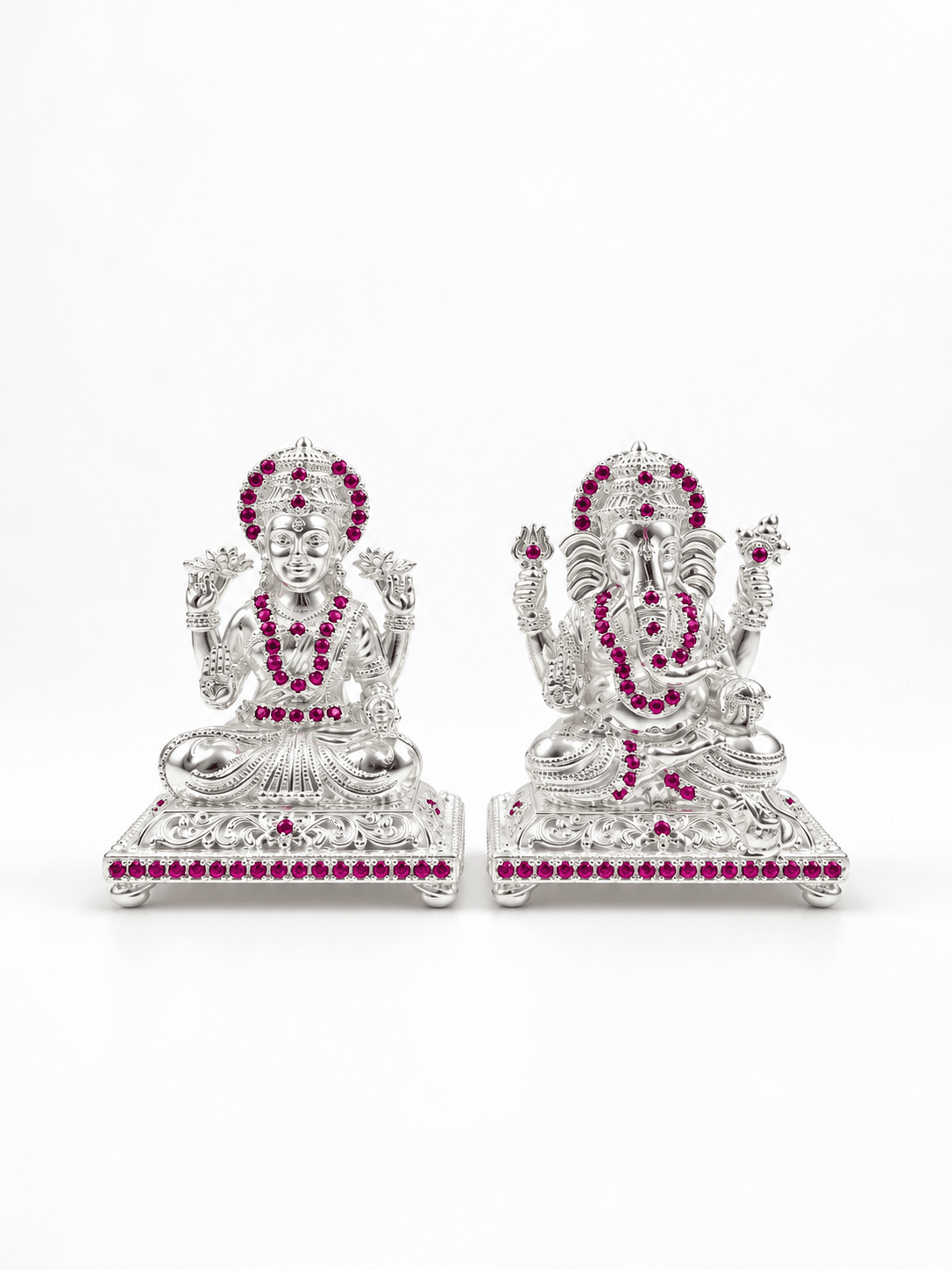 Silver-Tone Temple Motif Jewellery Pair | Bhavmayi