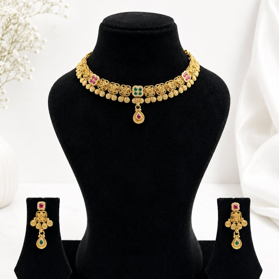 Bhavmayi Traditional Floral Choker Set - bhavmayi