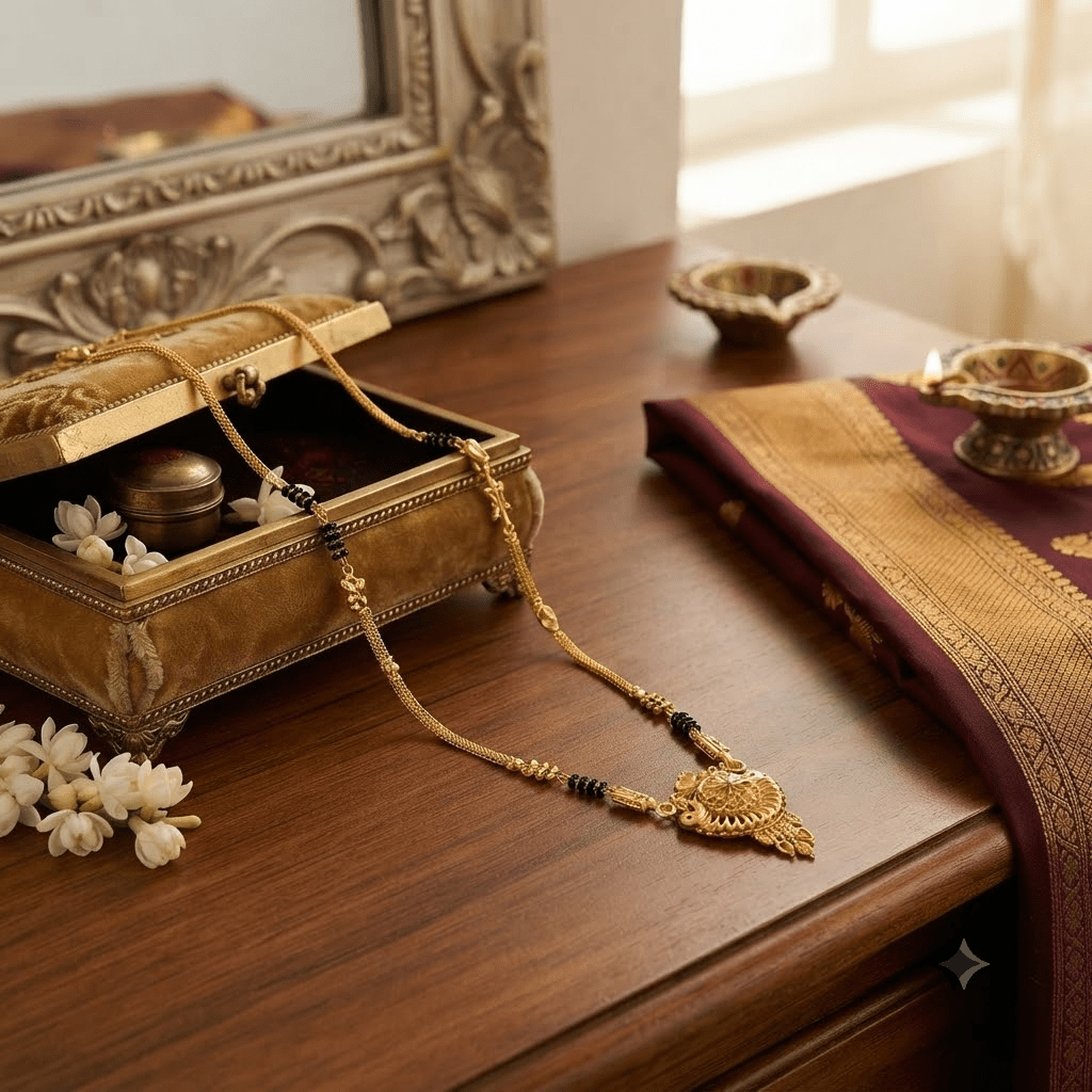 Bhavmayi Traditional Gold Tone Mengalsutra Necklace - bhavmayi