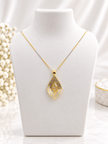 Bhavmayi Two-Tone Leaf Motif Teardrop Necklace & Earrings Set - bhavmayi