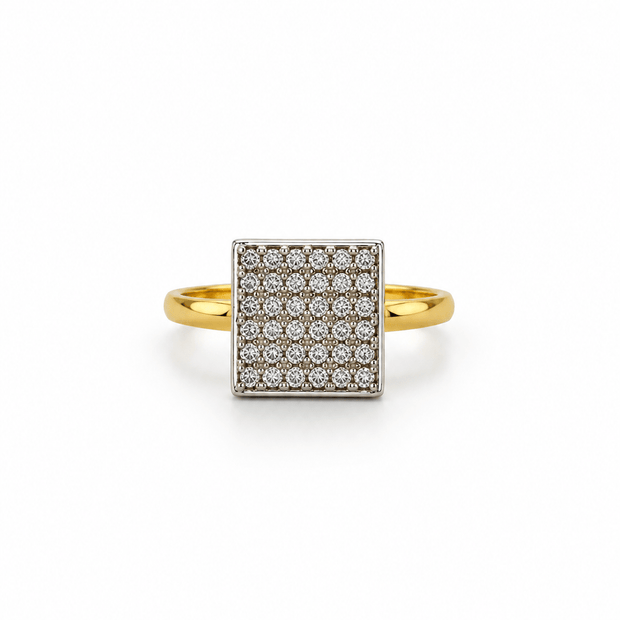 Bhavmayi Two-Tone Square Crystal Studded Statement Ring - bhavmayi