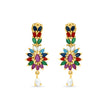 Bhavmayi Vibrant Marquise Navratna Stone and Teardrop Pearl Style Multi-Color Heritage Necklace Set with Earrings - bhavmayi