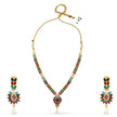 Bhavmayi Vibrant Marquise Navratna Stone and Teardrop Pearl Style Multi-Color Heritage Necklace Set with Earrings - bhavmayi