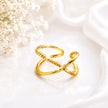 Bhavmayi Gold-Plated Crystal Cross Band Ring