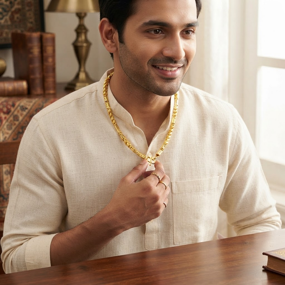 Bhavmayi Elegant  Men-Gold Plated Rope Chain Necklace