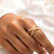 Bhavmayi Gold-Plated Crystal Cross Band Ring